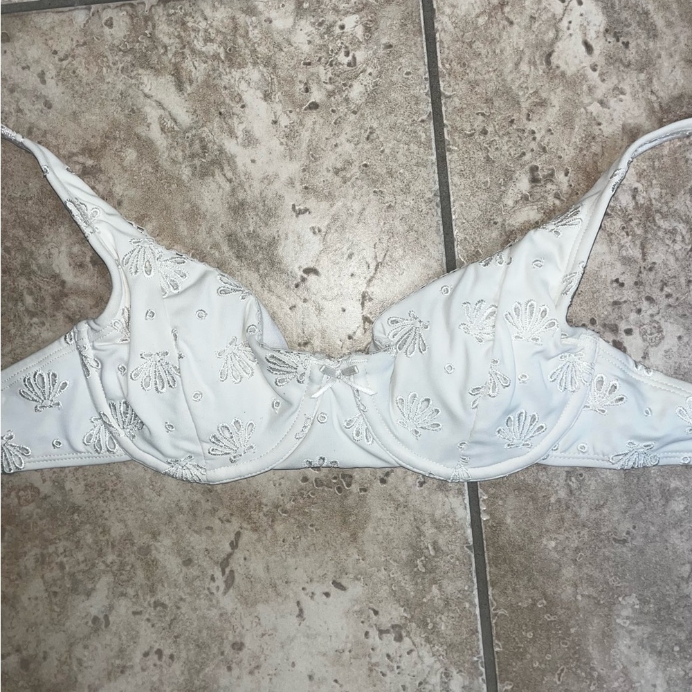 Elegant White Embroidered swimsuit top